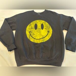 Altar'd State Black and Yellow Smiley Face Sweatshirt Size Medium